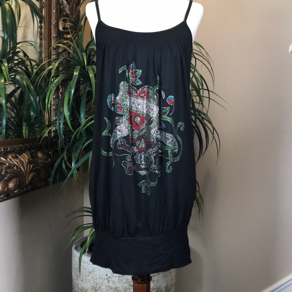 Vintage Ed Hardy Crystal Embellished Blouson Top - Picture 9 of 13